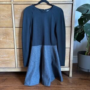 Kate Spade Saturday Black and Gray Long Sleeve Wool Blend Dress Size 4